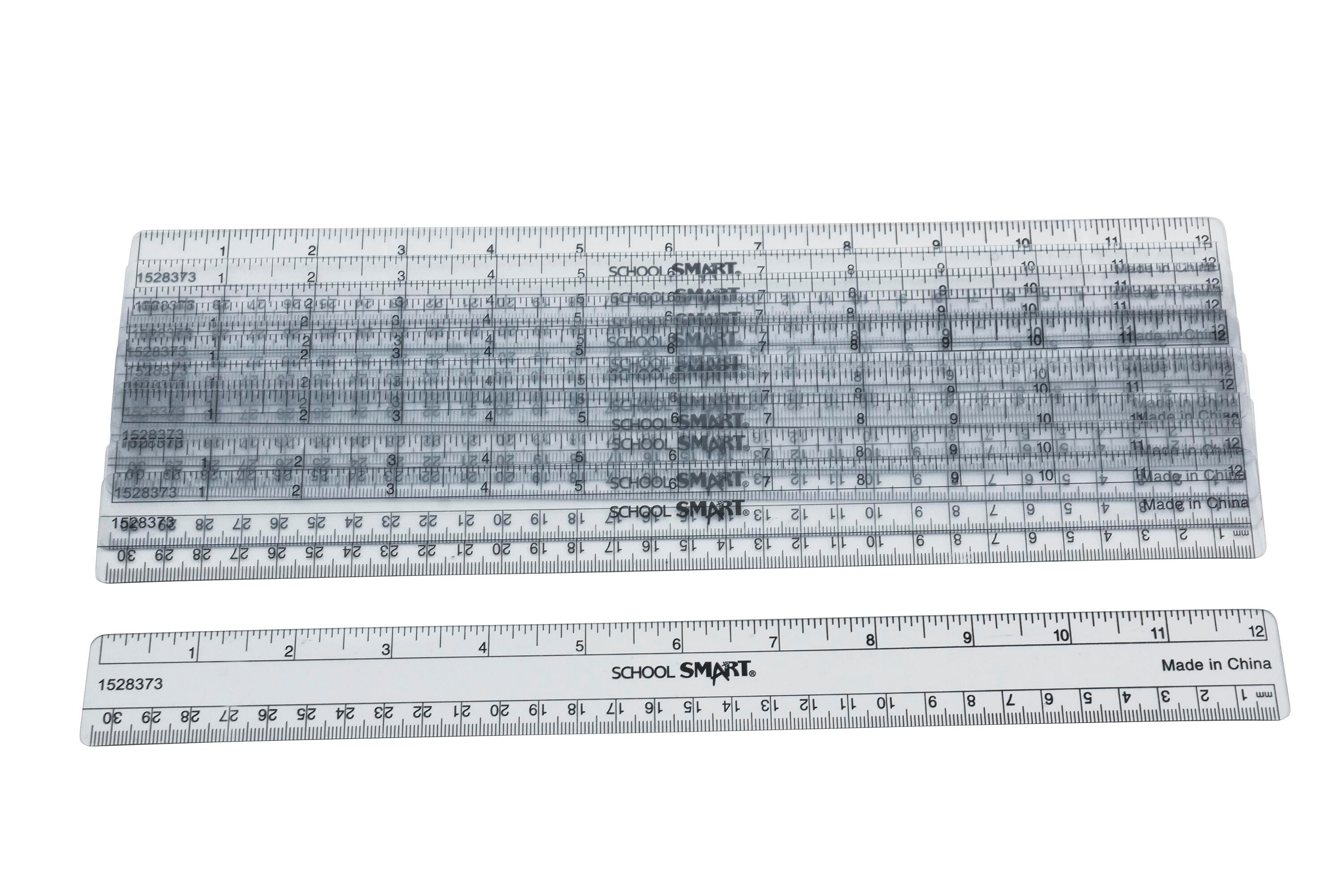School Smart Flexible Plastic Ruler, 12 Inches, Clear, Pack